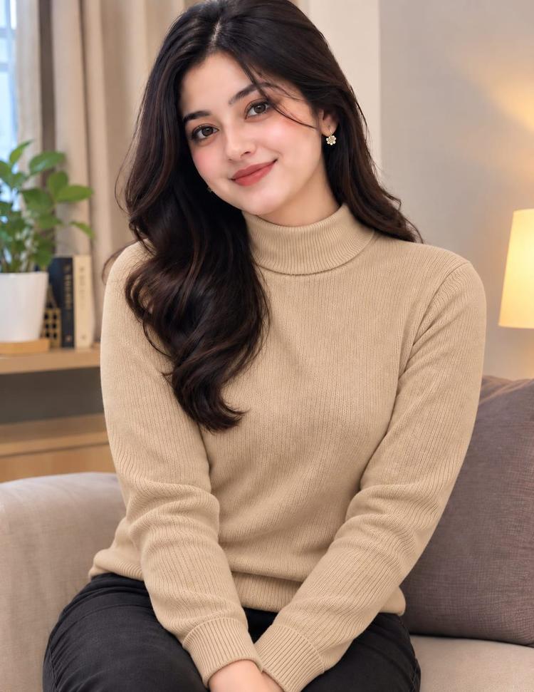 Premium Ribbed High Neck Sweater - Details 5