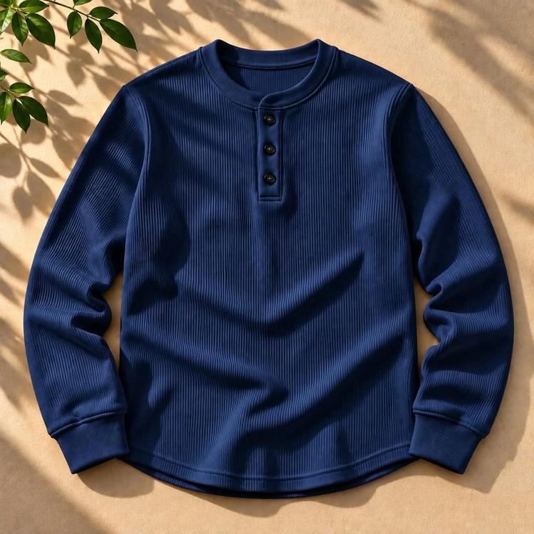 Winter Stylish Placket Button Sweatshirt - Details 4